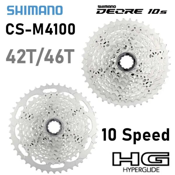 Shimano-Cassette Deore M4100 de 10 velocidades, 42T, 46T, 10V, MTB K7, trinquete para bicicleta de montaña, rueda libre 10S