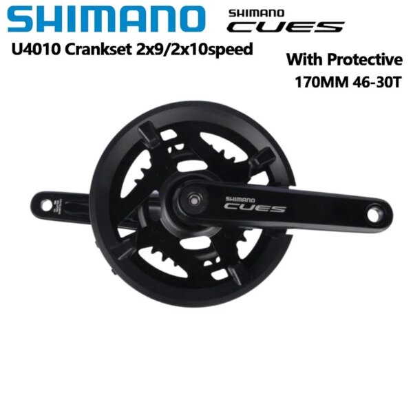 Shimano CUES U4010 FC 170MM platos y bielas 40-26T 2X9S 2X10S plato 46-30T 18S/20S MTB manivela con disco protector BB MT501 BSA