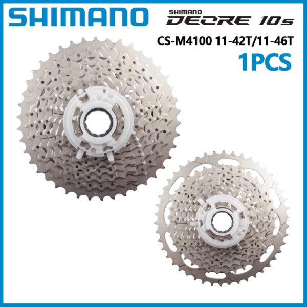 Shimano DEORE M4100 Cassette CS-M4100 piñón 10 velocidades HG 11-42T 11-46T 1 Uds Cassette MTB K7 rueda libre Original