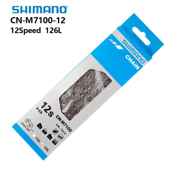 Shimano DEORE SLX XT CN-M7100 cadena de bicicleta 12 cadena para bicicleta de montaña de velocidades 12V 126 enlace MTB/Cadena de bicicleta de carretera con piezas de eslabones rápidos