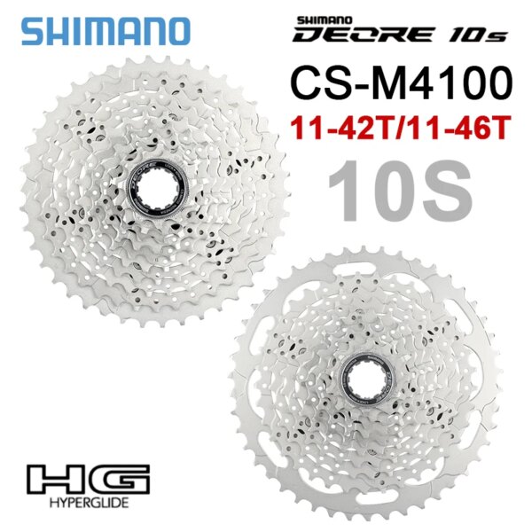 Shimano Deore CS M4100 Cassette 10S K7 11-42T 46T Piñón de bicicleta de montaña 10V volante MTB M4100 K7 10 piezas de rueda libre de velocidad