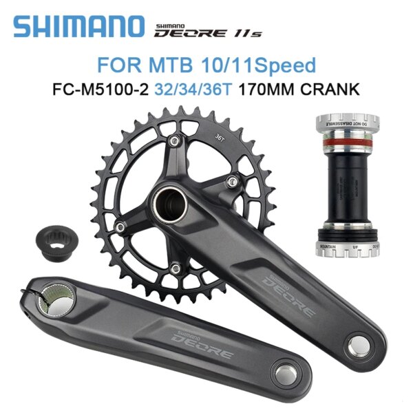 Platos y bielas Shimano Deore M5100 10/11S para bicicleta de montaña FC-M5100-1 platos y bielas de 170/175mm soporte inferior BB52 M500 M501