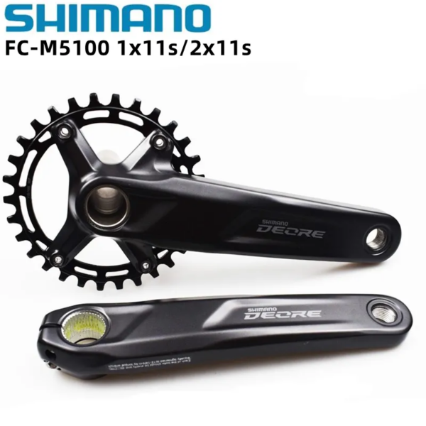 Shimano-platos y bielas Deore M5100, 1x11s, 11s, 2x11s, 11 velocidades, bielas para bicicleta de montaña, 96BCD, 64BCD, manivela de brazo para bicicleta de montaña, 36-26T, 32T, BB52