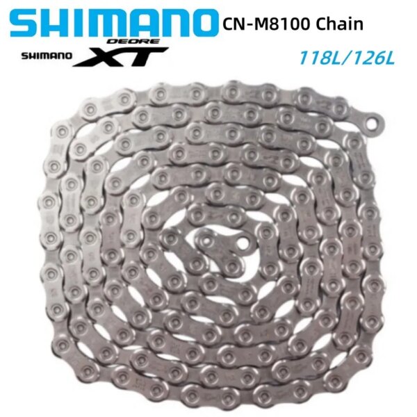 Shimano-cadena de CN-M8100 serie Deore XT M8100, 12 velocidades, 12S, 118L/126L, piezas originales para montar en bicicleta de montaña, Shimano