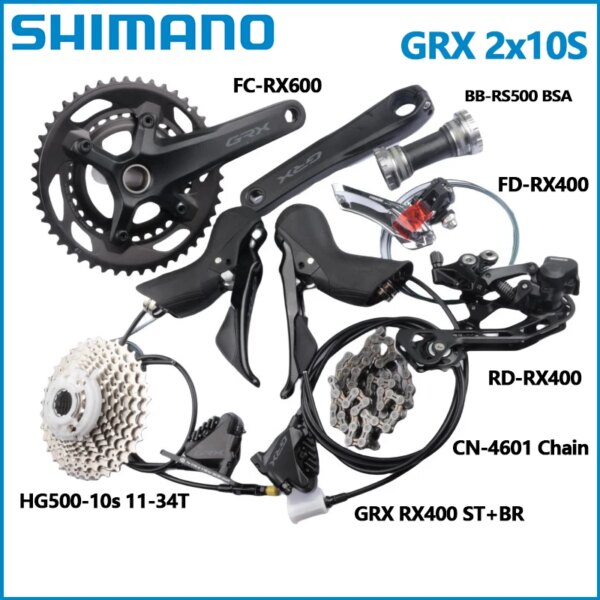 Shimano-platos y bielas GRX 2x10s RX600, palanca de cambios para bicicleta de carretera RX400, desviador delantero RD HG500 10S 34T, grupo de Cassette para ciclismo