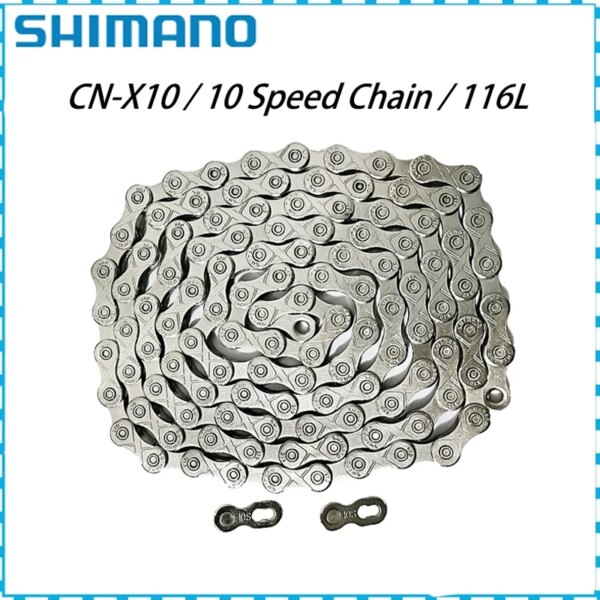 Shimano Original CN-X10 bicicleta 10 11 velocidades MTB Cadena de bicicleta de montaña 116 eslabones 30/33 velocidad Cassette cadena de rueda libre X10