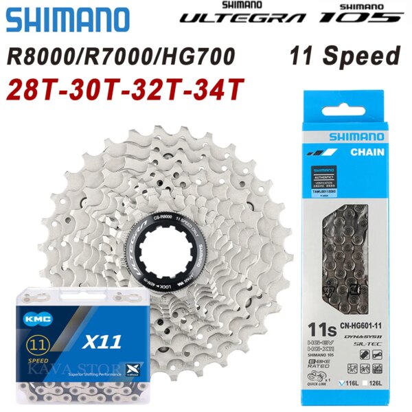 Shimano-Cassette Ultegra R8000 para bicicleta de carretera, 11 velocidades, 11S, K7, R7000, HG700, 28T, 30T, 32T, 34T, trinquete de bicicleta, cadena HG601, 11V, KMC X11