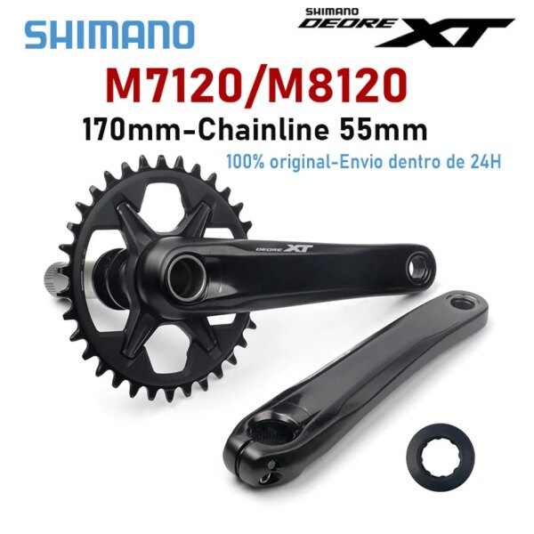 Shimano XT M8100 platos y bielas para bicicleta de montaña 175 170mm 34T 36T SLX M7120 piñón de bicicleta de montaña 55mm Chainline bicicleta vela pie MT800