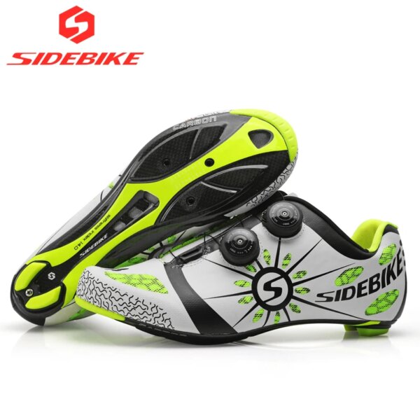 Zapatos de ciclismo Sidebike, zapatos de bicicleta de carretera de fibra de carbono, zapatillas deportivas profesionales para hombre, zapatos de bicicleta de carretera con autobloqueo 39-46