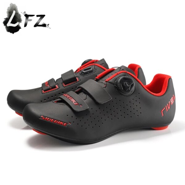 Sidebike nuevos zapatos de ciclismo zapatos de bicicleta de carretera hombres atléticos zapatillas de bicicleta de carreras autoblocantes profesionales 520 g/par (tamaño 42) rojo