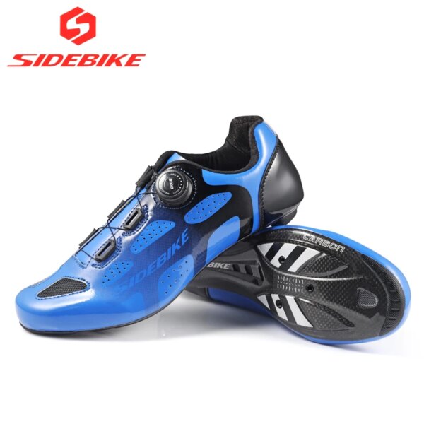 Sidebike-zapatos de ciclismo de carretera con suela de carbono para hombre, zapatillas deportivas profesionales de carreras, calzado atlético para bicicleta con autobloqueo