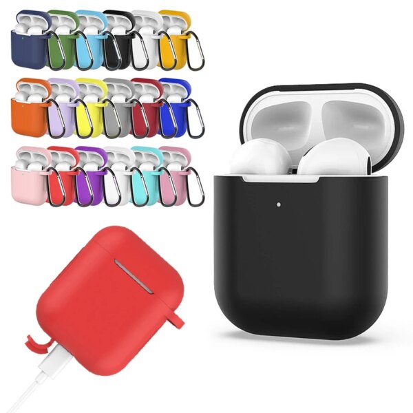 Fundas de silicona para auriculares para Airpods 1/2, accesorios para auriculares, caja protectora para Apple Airpods 2, funda con gancho