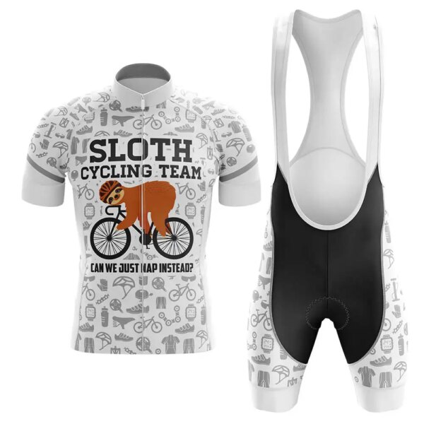 Conjunto de Jersey de Ciclismo de dibujos animados de perezoso, Ropa de Ciclismo de verano para hombre, Ropa para bicicleta de montaña, uniforme, Maillot, Ropa de Ciclismo, traje de bicicleta