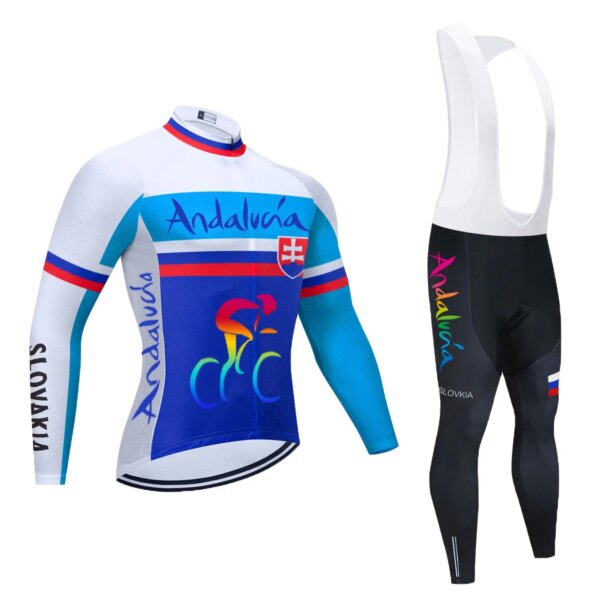 Eslovenia 2022 equipo Andalucía Ciclismo Jersey conjunto Manga Larga bicicleta Maillot Ciclismo Hombre Manga Larga Otoño Ropa MTB Hombre