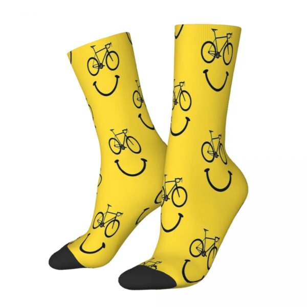 Calcetines de carreras de bicicleta con cara sonriente para hombre y mujer medias de otoño Harajuku