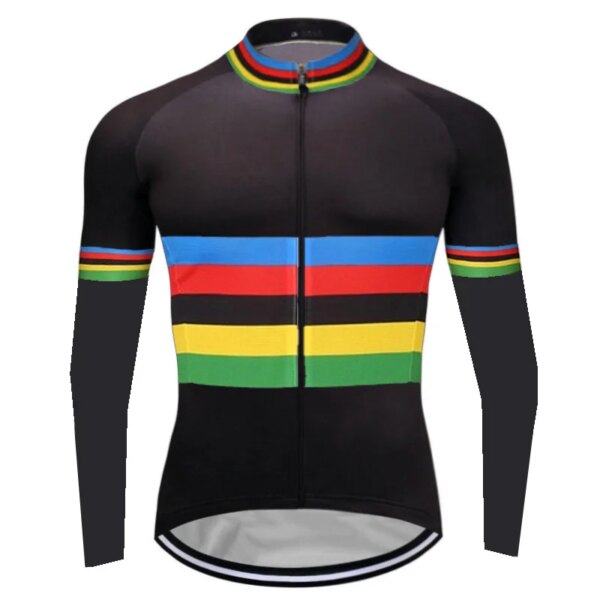 Chaqueta negra para bicicleta de primavera y otoño para hombre, ropa de manga larga, suéter para bicicleta de carretera, Jersey de ciclismo, abrigo, ropa para descenso, camisa para montar