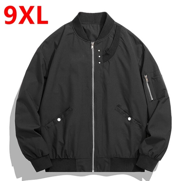 Traje de béisbol para hombre, chaqueta de talla grande, largo de moda, manga larga, cuello levantado, chaqueta bomber holgada de 150kg 9xl para primavera y otoño