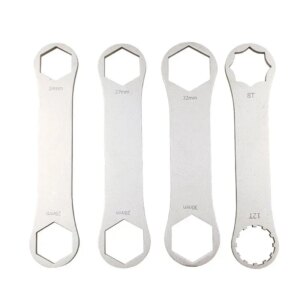 Llave inglesa con tapa superior de acero inoxidable para horquilla Rockshox Fox, herramienta de reparación de ciclismo con diseño de doble cabezal para bicicleta de montaña