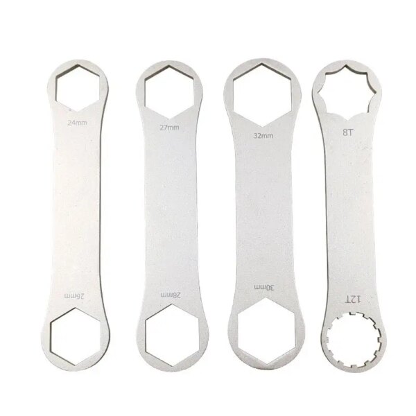 Llave inglesa con tapa superior de acero inoxidable para horquilla Rockshox Fox, herramienta de reparación de ciclismo con diseño de doble cabezal para bicicleta de montaña