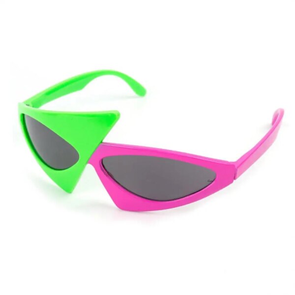 Staraise Novedad Gafas divertidas de contraste verde Gafas Roy Purdy Hip-Hop Gafas de sol triangulares asimétricas Decoraciones para fiestas