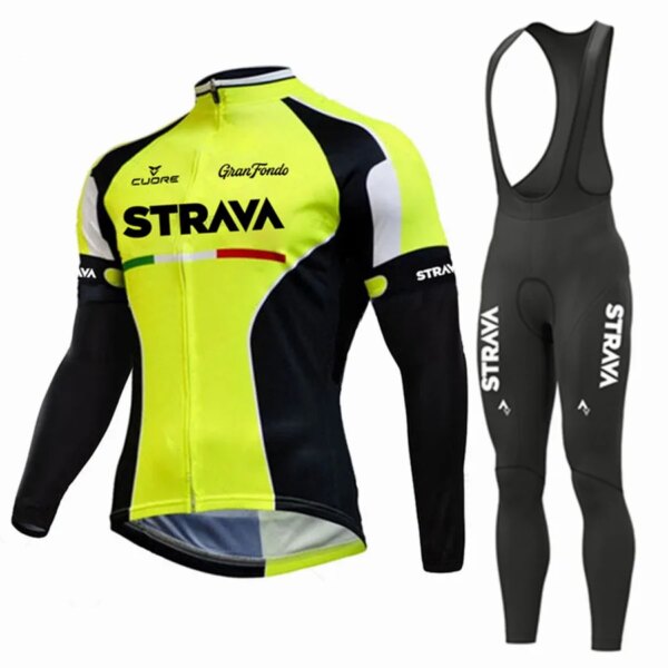 Strava 2023 Conjunto de Jersey de ciclismo profesional de manga larga transpirable Ropa de Ciclismo MTB Ropa de Ciclismo Ropa Maillot Ciclismo