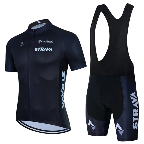 Strava-Conjunto de Jersey de ciclismo para hombre, ropa deportiva para deportes al aire libre, ropa de ciclismo de secado rápido, traje transpirable para ciclismo de montaña