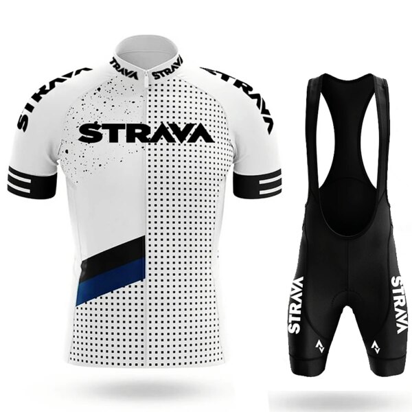 Strava Conjunto de Jersey de Ciclismo profesional de verano de manga corta transpirable para hombre MTB Ropa de Ciclismo Maillot Ropa Ciclismo uniforme traje