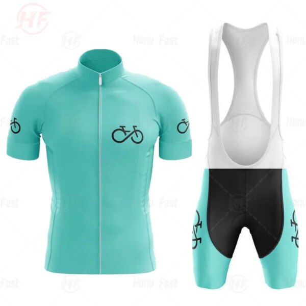 Ropa de Ciclismo de manga corta para hombre, conjunto de Jersey y pantalones cortos con pechera para Ciclismo de montaña, transpirable, de verano