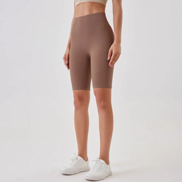 Pantalones cortos de Yoga de verano para mujer, pantalones cortos deportivos con sensación desnuda, mallas deportivas de cintura alta, ropa de realce para correr, pantalones cortos de entrenamiento para ciclismo