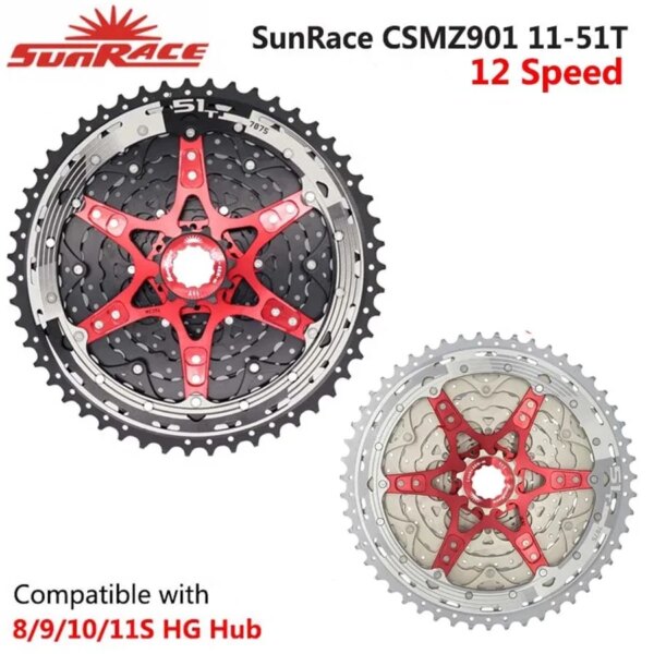 SunRace nuevo CSMZ901 rueda libre 12 velocidades 11-51T Cassette para bicicleta de montaña volante MTB 12 S piñón Compatible Shimano SRAM