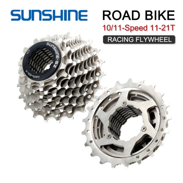 Sunshine-piñón libre para bicicleta de carreras, 10, 11 velocidades, Velocidade 11-21T, piñón de Cassette para bicicletas de carretera, trinquete, cadena KMC X10 X11