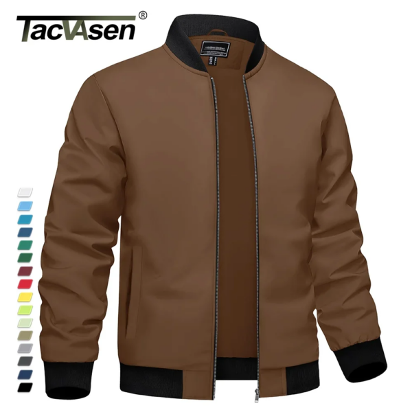 TACVASEN-Chaqueta Bomber ligera para hombre, chaqueta informal impermeable, abrigos de baloncesto para exteriores con cortavientos de bolsillo