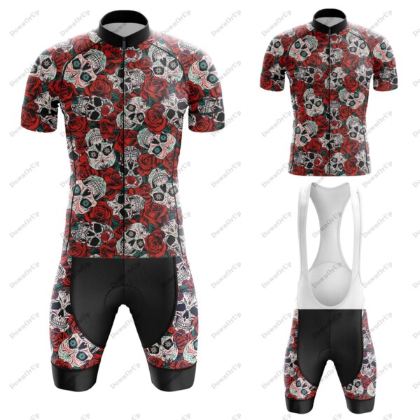 TATOO INK Conjunto De Jersey De Ciclismo, Jersey De Ciclismo, pantalones cortos con pechera, almohadilla transpirable De Gel 9D, Maillot Ciclismo Hombre, Traje Bicicleta De Montaña