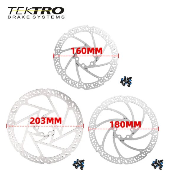 Rotor de bicicleta TEKTRO 160/180/203mm bicicleta de montaña rotores de freno de disco hidráulico para MTB disco de freno de bicicleta plegable de carretera