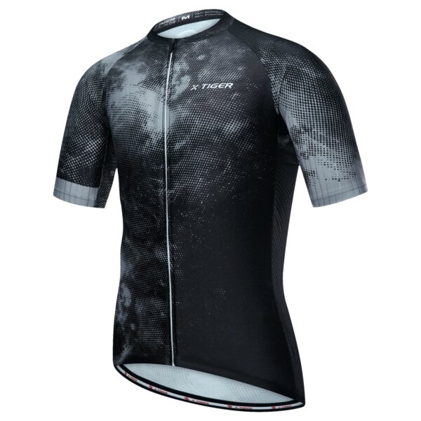 Ｘ-TIGER Maillot Ciclismo Hombre Manga Corta Ajuste Ciclismo Tejido Ligero Que Absorbe La Humedad,Camiseta Ciclismo con 4 Bolsillos Traseros