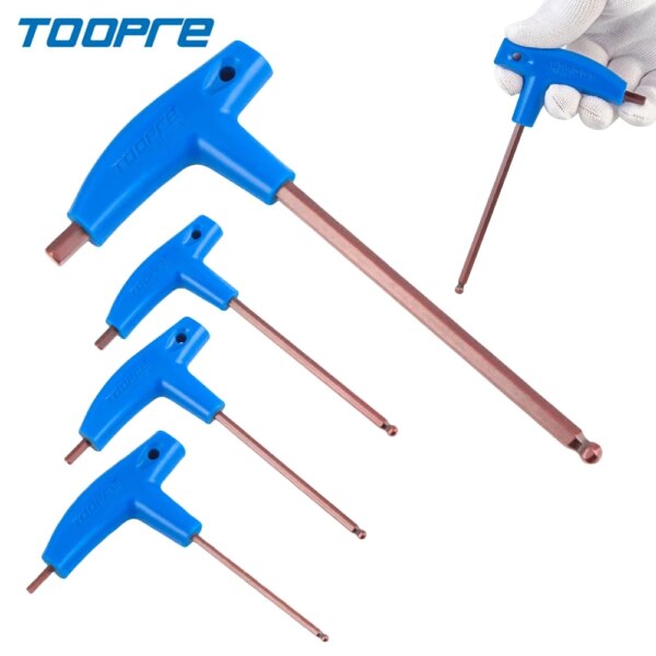 TOOPRE-llave T25 tipo T, mango de plástico PP, portátil, 3mm, 4mm, 5mm, 6mm, herramientas de llave Allen, Kit de reparación de bicicletas, llave Hexagonal