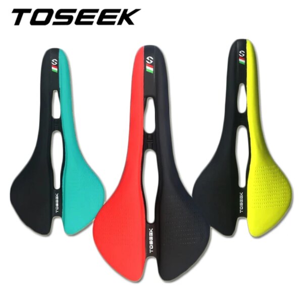 TOSEEK-sillín de bicicleta, cojín suave y cómodo para bicicleta de carretera, asiento hueco con disipación de calor, piezas de ciclismo plegables y duraderas