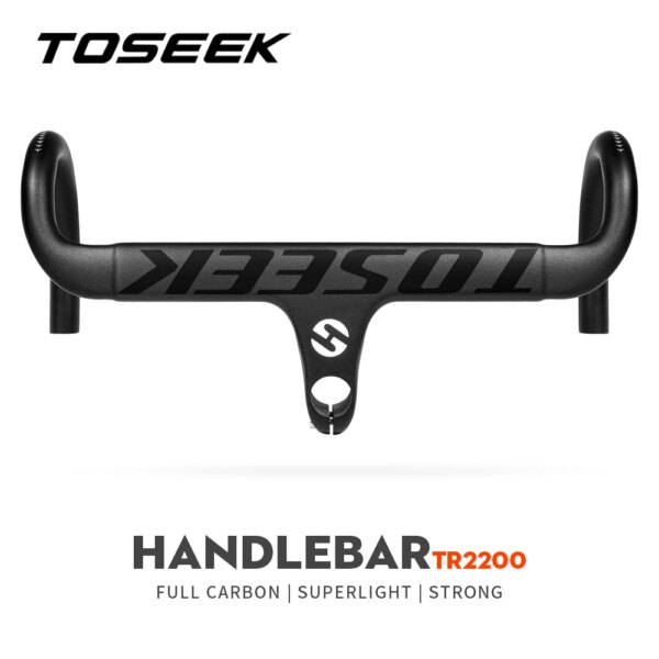 Manillar de bicicleta de carretera de carbono TOSEEK TR2200, manillar de bicicleta de carretera de 28,6mm, manillar de carbono negro mate