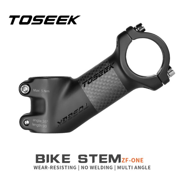 TOSEEK ZF-ONE vástago de carbono 25/35 grados vástago de bicicleta de montaña 31,8mm vástagos de manillar 60/70/80/90/100mm piezas de bicicleta negras y rojas