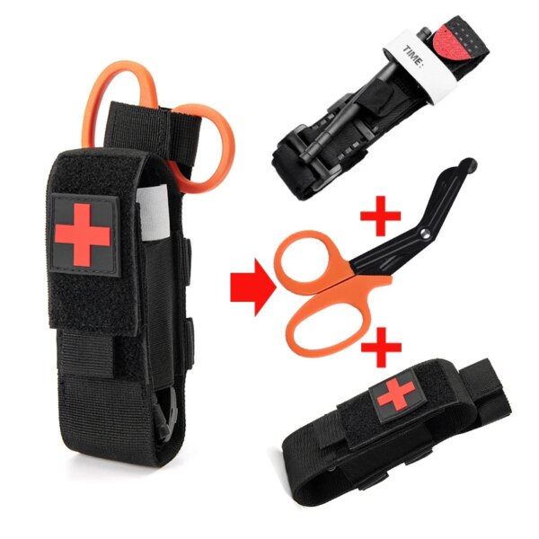 Kit de primeros auxilios táctico para gatos, tijeras de torniquete médico, almacenamiento Molle, soporte para Trauma, herramienta de supervivencia militar, accesorios, equipo