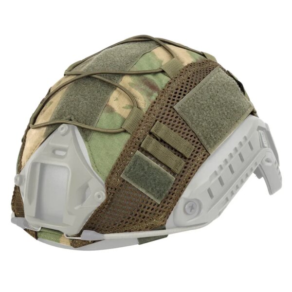 Funda táctica para casco con cordón elástico, circunferencia de la cabeza de camuflaje de 50-62cm para accesorios de cascos rápidos MH PJ BJ