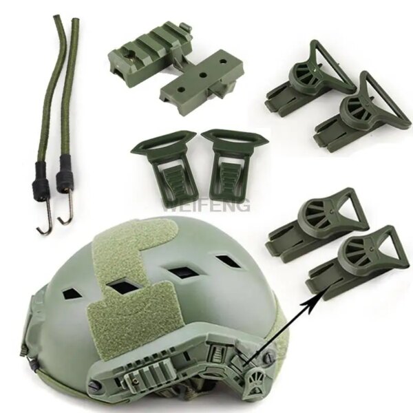 Adaptadores de riel de abrazadera giratoria táctico NVG, adaptador de casco con hebilla de riel para gafas, casco militar, accesorios de casco de cuerda de nailon