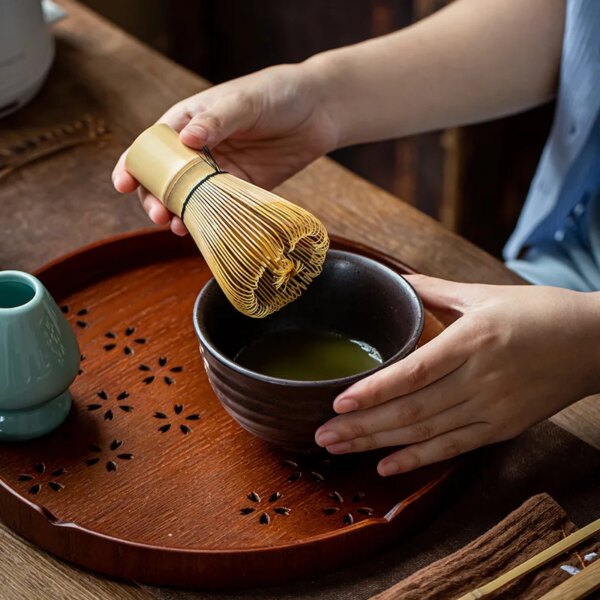 Juego de té Juego de té japonés Batidor Matcha (Chasen) Cuchara y cuchara de té (Chashaku) Juego de té Matcha Accesorios de bambú