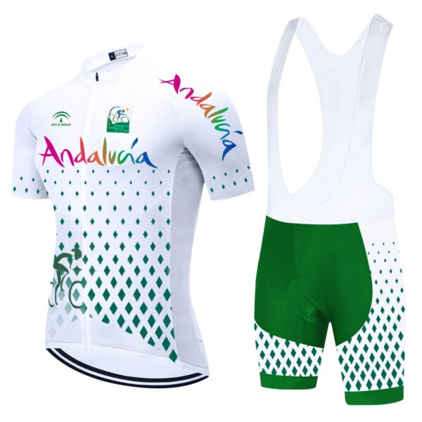 Equipo Andalucía Maillot Ciclismo Hombre Ciclismo Jersey pantalones cortos conjunto Ropa Ciclismo MENS verano Ciclismo Maillot pantalones Ropa