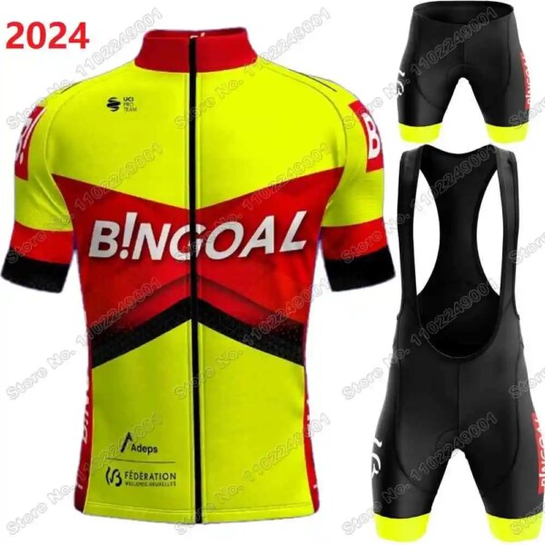 Equipo BINGOAL WB 2024 Conjunto de Jersey de ciclismo, ropa de ciclismo de verano para hombre, Kit de manga corta, camisetas para bicicleta de carretera, traje, pantalones cortos con pechera para bicicleta