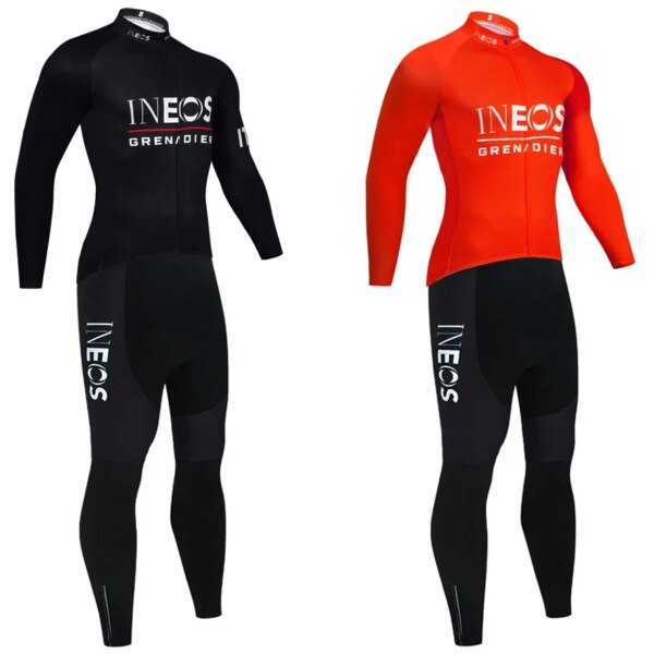 Equipo INEOS Jersey de Ciclismo negro ITALIA hombres invierno bicicleta de carretera Jersey Maillot pantalones Ropa Ciclismo polar Ropa de bicicleta