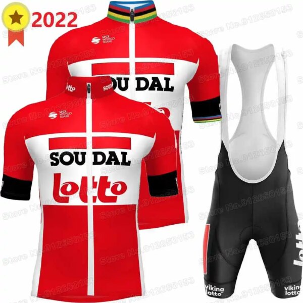 Conjunto de Jersey de ciclismo del equipo Lotto Soudal para hombre, ropa de ciclismo de verano, camisa para bicicleta de carretera, traje, pantalones cortos con pechera para bicicleta de montaña, 2022