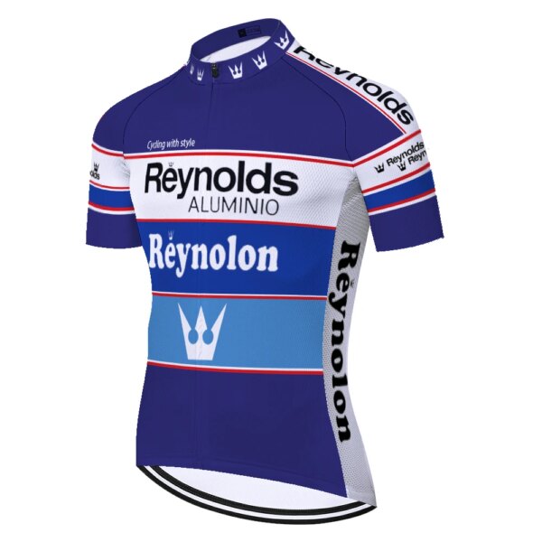 Equipo Reynolds ciclismo jersey retro verano secado rápido transpirable bicicleta jersey manga corta maillot ciclismo hombre verano