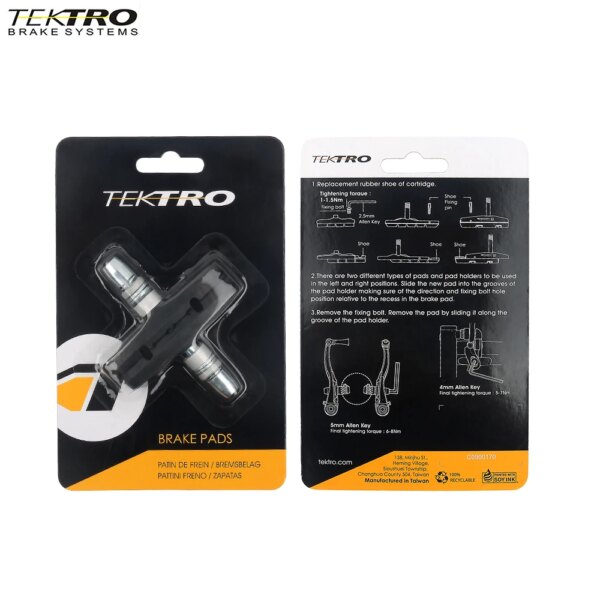 Zapatas de freno Tektro Rim 836.12V, pastilla de freno V para bicicleta de montaña, pastilla de freno V para rueda de aleación de aluminio