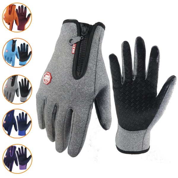 Guantes Térmicos de invierno para hombres y mujeres, guantes cálidos con pantalla táctil para ciclismo al aire libre, guantes para conducir en motocicleta, guantes antideslizantes a prueba de viento para mujer